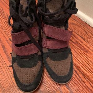 ASH SNEAKERS HEELS BURGUNDY BLACK SHOES T37